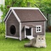 VEVOR Outdoor Cat House Weatherproof, Feral Cat Shelter for Multiple Cats, Outdoor Wooden Cat House with Large Side Door, 22"L x 30"W x 26"H - 2 of 4