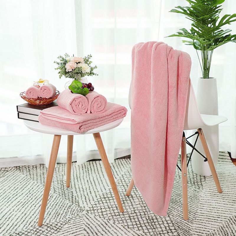 PiccoCasa Super Absorbent and Soft Luxury 100% Cotton Bath Towel Set 6 Pcs, 2 of 8