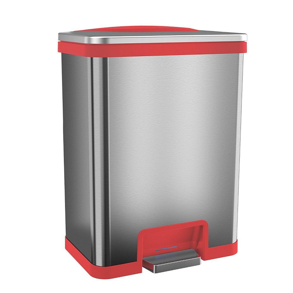 13gal TapCan Stainless Steel Pedal Sensor Step Trash Can with Red Trim - Halo