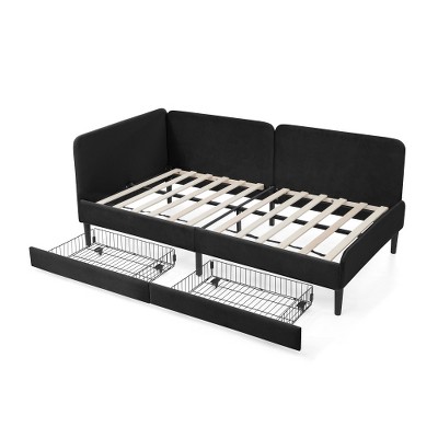 TIRAMISUBEST Sofas Twin/ Full Daybed Convertible Sofa Bed with 2 Storage Drawers Small Space Sofa Guest Room Daybed Adjustable Velvet Sofa Bed