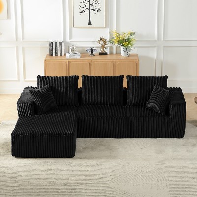 Dolonm L-shaped Modular Combination Sofa,Deep Seat Corduroy Sofa with Armrests, Compressed Boneless Sofa, No Assembly,for Living Room,Bedroom