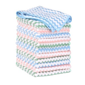 Unique Bargains Microfiber Highly Absorbent Lint Reusable Kitchen Towel 12 Pcs - 1 of 4
