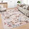 Washable Modern Leaves Print Rug, Non Slip Stain Resistant Botanical Low Pile Carpet for Living Room Bedroom Dining Home Office - 3 of 4