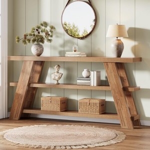 Tribesigns 70.9" Long Console Table with Storage, 3-Tier Wood Sofa Table Behind Couch, Farmhouse Foyer Table for Entryway, Living Room, Hallway - 1 of 4