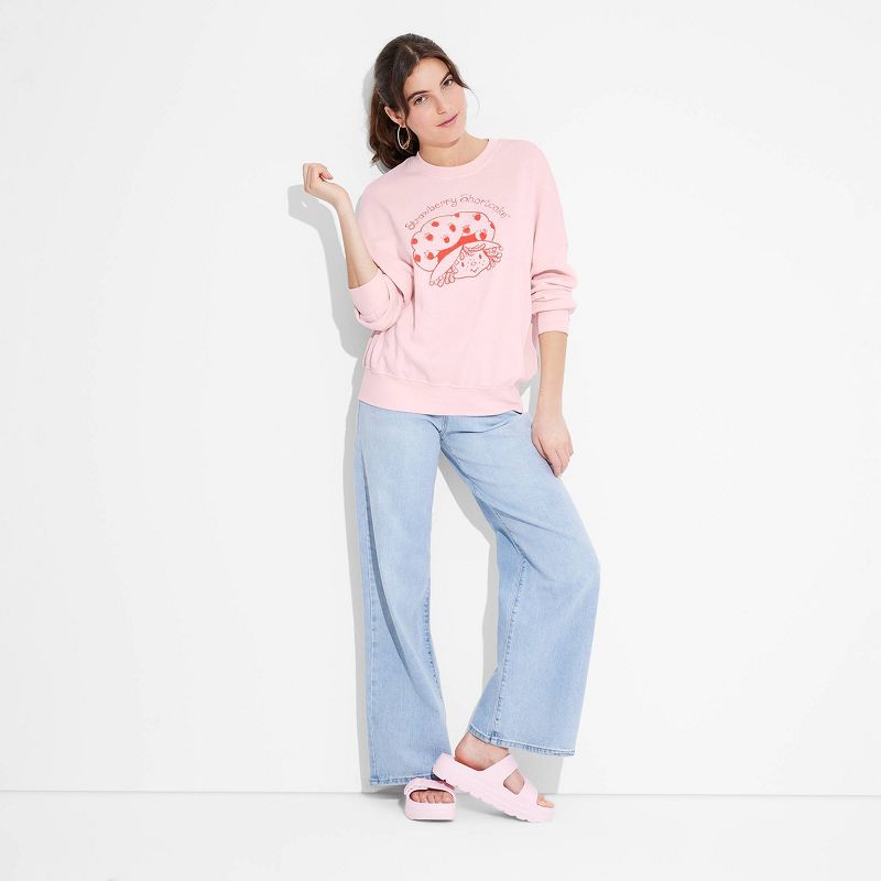 Women's Strawberry Shortcake Fine Line Graphic Sweatshirt - Pink, 3 of 6