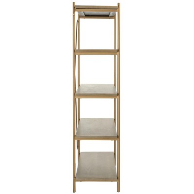 Rustic Oak and Gold Quintuple-Tier Etagere