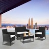 KTMBDW 4 Pieces Patio Set Outdoor Wicker Furniture Sets Modern Rattan Chair Conversation Sofa Sets with Glass Coffee Table for Yard and Bistro - 3 of 4