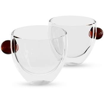 Joyjolt Caleo Collection Glass Coffee Cups - Set Of 4 Double Wall Insulated  Mug Glasses - 10-ounces : Target
