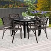 Costway 2/4 PCS Cast Aluminum Patio Chairs Set of 2 Outdoor Dining with Armrests & Curved Seats Bronze - 2 of 4