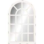 HOMCOM 43" x 27.5" Large Wall Mirror, Arch Window Mirror for Wall in Living Room, Bedroom, Rustic White
