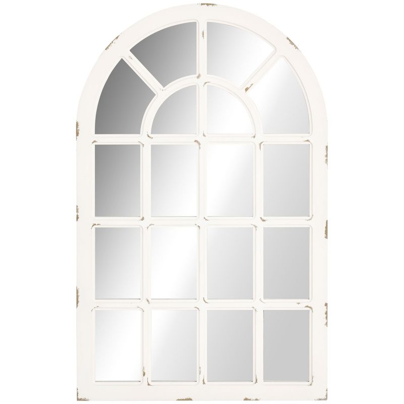 HOMCOM 43" x 27.5" Large Wall Mirror, Arch Window Mirror for Wall in Living Room, Bedroom, Rustic White, 1 of 7