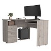 Vynxaria Modern L-Shaped Computer Desk - Light Grey, 2 Drawers & 1 Shelf, Ample Workspace - 2 of 4