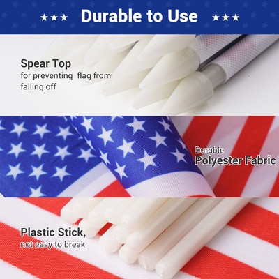 Patriotic Mini American Flags with Aluminum Poles, 12 Pack