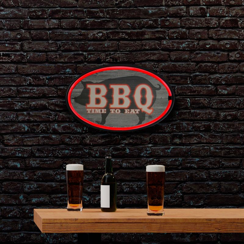 Northlight 16.25" Battery Operated Neon Style LED Lighted BBQ Wall Sign - Black/Red, 2 of 4