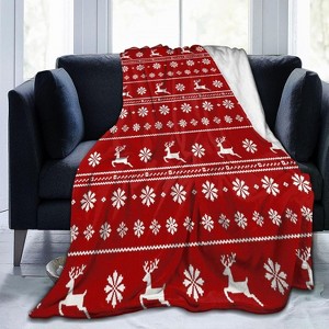 Lomsoe Christmas Throw Blanket, Red Christmas Decorations Winter Warm Flannel Throw Blanket Farmhouse Holiday Xmas Blankets. - 1 of 4