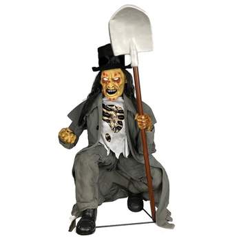 Tekky Toys Animated Crouching Grave Digger Halloween Decoration - 43 in - Gray