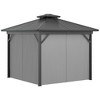 Outsunny Metal Hardtop Gazebo with Mesh Sidewalls & Curtains, Double Roof Pavilion for Patio, Backyard, Deck, Porch - 4 of 4