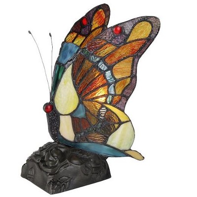 Chloe Lighting Jacy 2 Tiffany-style 1 Light Butterfly Accent Table Lamp 9.5 Inch Tall