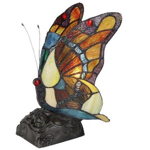 Chloe Lighting Jacy 2 Tiffany-style 1 Light Butterfly Accent Table Lamp 9.5 Inch Tall - 1 of 3