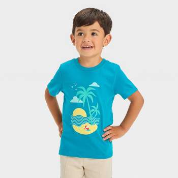 Toddler Boys' Short Sleeve Beach Scenic Graphic T-Shirt - Cat & Jack™ Turquoise Blue