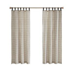 Gracie Mills Brianna Rustic Plaid Faux Leather Tab Top Curtain Panel - 1 of 4