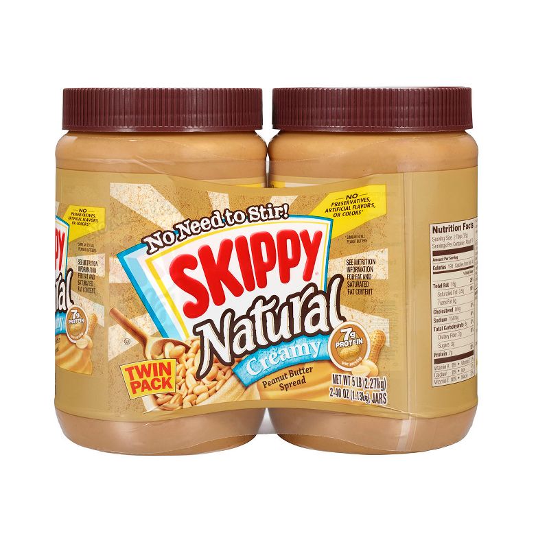 Skippy Twin Pack Natural Creamy Peanut Butter - 40oz, 1 of 16