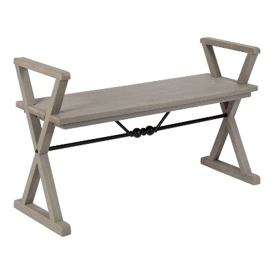 Kate and Laurel Travere Rectangle Wood Bench, 43x15x26, Gray