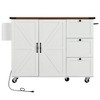JUJABU 54.5 in. W Farmhouse Kitchen Island with Power Outlet, Internal Storage Rack - 3 of 4
