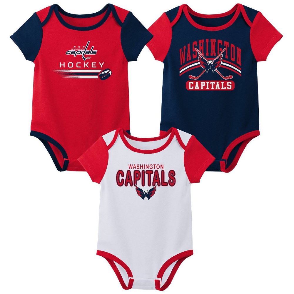 NHL Washington Capitals Boys' 3pk Bodysuit - 3-6M
