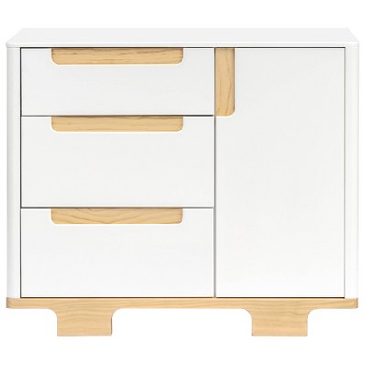 White and Natural Pinewood 3-Drawer Changer Dresser