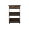 Okak Modern Kitchen Cart with 1 Drawer and 2 Shelves, Kitchen Island On Wheels, Countertop Organizer for Kitchen, Dining Room, Living Room, Brown - 3 of 4
