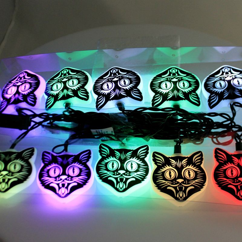 Kurt S. Adler 2.5 Inch Black Cat Mask Led Light Set Indoor Outdoor Electric Novelty Sculpture Lights, 2 of 6