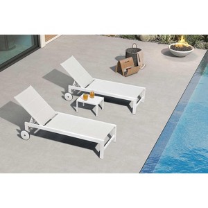 PURPLE LEAF Outdoor Chaise Lounge Set Adjustable Recliner with Side Table Aluminum Outdoor Lounger - 1 of 4