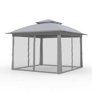 11x11 Pop Up Gazebo Outdoor Canopy Shelter, Instant Patio Gazebo Sun Shade Canopy Tent, 2 Tiers Roof & Mesh Netting for Lawn, Garden, Backyard & Deck - 1 of 4
