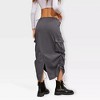 Womens Cargo Skirts Side Ruched Drawstring Skirts with Side Pockets Slit Skirts Long Cargo Skirts - 2 of 4
