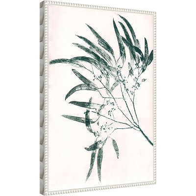 Eucalyptus Green Graphic Art on Canvas with White Frame