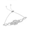 Haus of Brilliance Silver Diamond Cushion Frame Heart-Sides Twist Bolo Tennis Bolo Bracelet - 3 of 4