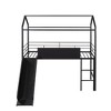 NicBex Twin Size Loft Bunk Bed, House Shaped Metal Bed Frame with Blackboard, Slide and Ladder for Bedroom - 4 of 4