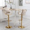 Kumasinova Contemporary 360° Swivel Bar Stools Set of 2, Velvet Upholstered Counter Height Bar Stools, Bar Chair with Pure Gold Plated Base - 2 of 4