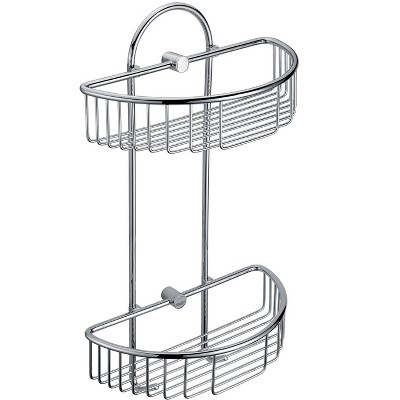 ALFI AB9534 Polished Chrome Wall Mounted Double Basket Shower Shelf Bathroom Accessory