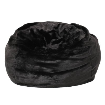 3' Knox Modern Faux Fur Bean Bag Cover Only Black - Christopher Knight Home