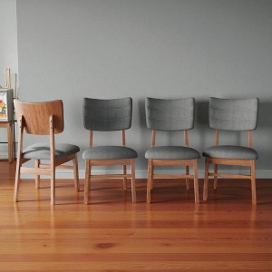 Mshliw Upholstered Dining Chairs Set of 4, Mid-Century Modern Kitchen Chairs with Ergonomic Backrest & Sturdy Rubberwood Frame for Dining Room - 1 of 4