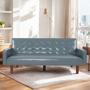 MyDepot Sofa Bed Convertible Loveseat Leather Sofa with Tapered Wood Legs, 74.4 Inch - 1 of 4