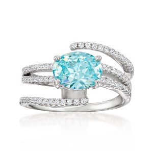 Ross-Simons 2.00 Carat Simulated Aquamarine Spiral Ring With .30 ct. t.w. Czs in Sterling Silver - 1 of 4