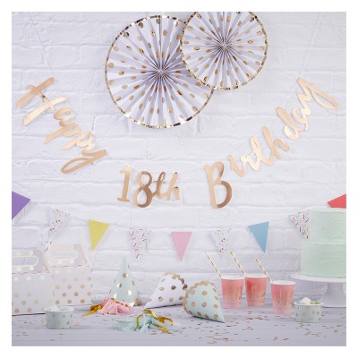 "Happy 18th Birthday" Bunting Gold