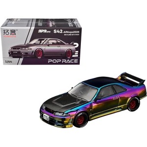 Skyline GT-R (R33) RHD Chameleon Chrome with Carbon Hood "APA XPO 2025 Exclusive" 1/64 Diecast Model Car by Pop Race - 1 of 4