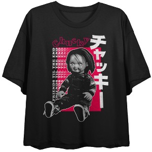 Chucky Friends Til The End Women's Black Crop Tee- - 1 of 3