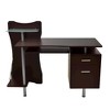 Chocolate Brown Wood Desk With 2 Drawers, CPU Shelf, Home Office Desk - 4 of 4