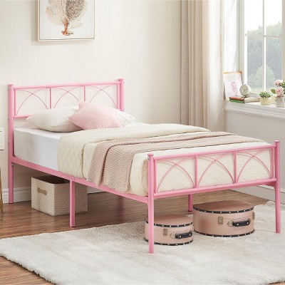 Twin Bed Frame with Headboard, 12.2" H Metal Platform Bed Frame