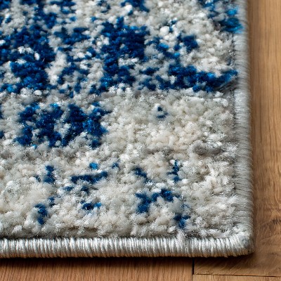 Chic Metro-Mod Silver/Navy Synthetic 8' x 10' Area Rug